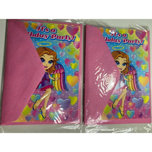 Lisa Frank Vintage Birthday Invitations Set Of 6 Blank Inside - Picture 2 of 6